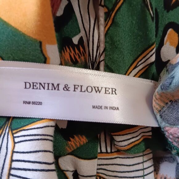 Denim & Flower Ricky Singh Short Sleeve SZ L Tropical Print Viscose Shirt - Picture 8 of 10